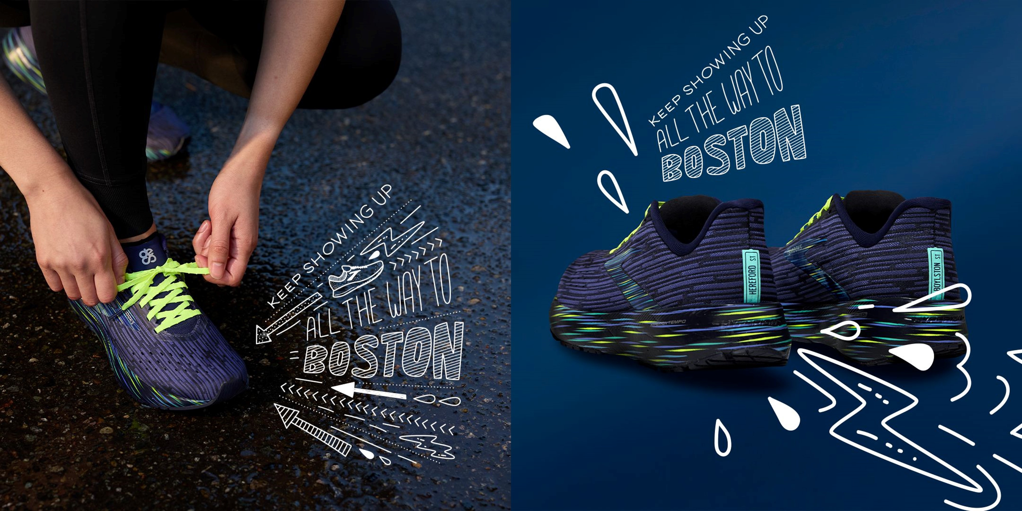 2023年波馬限定款鞋舌上印製”des”LOGO，後跟織帶展示波馬終點線的道路。